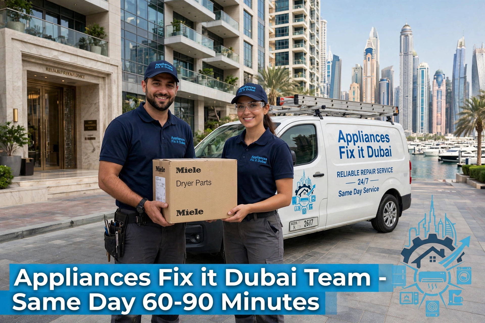 Miele Dryer Repair Dubai team - Specialists with service van in Dubai Marina for same day service
